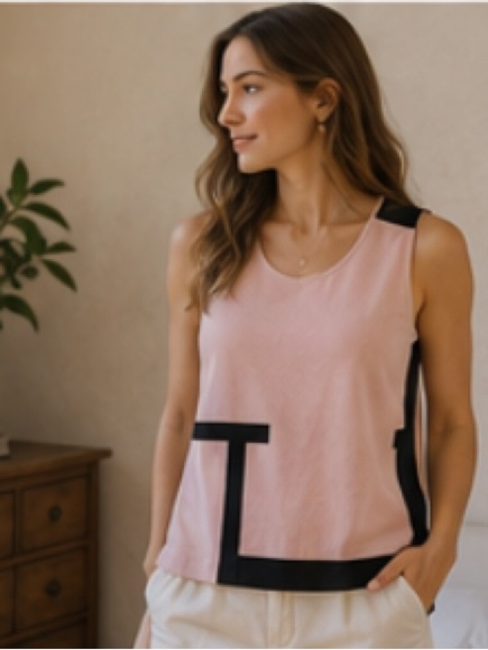 NWT Maude Vivante Old Rose Blouse with Black Accents - flaw